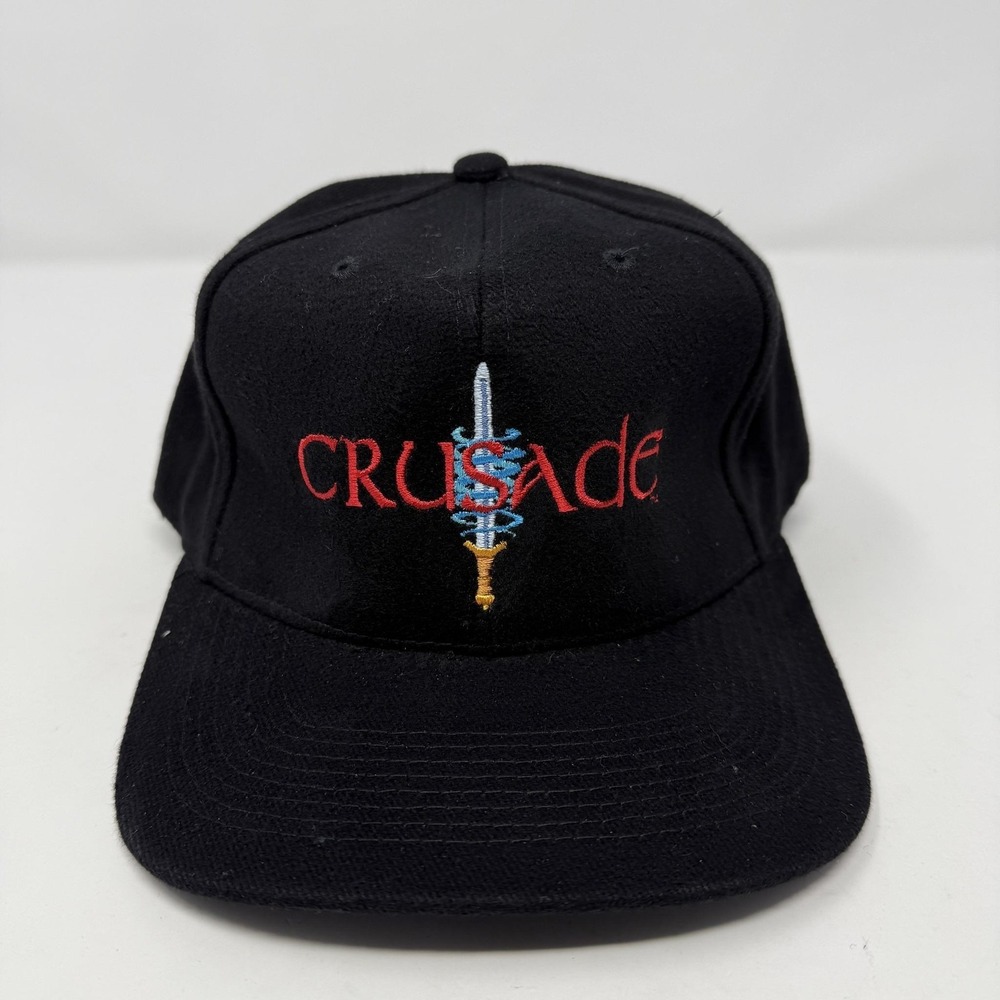 Vintage Crusade Headmaster Hat Cap Strap Back One Size Black Warner Bros 90s